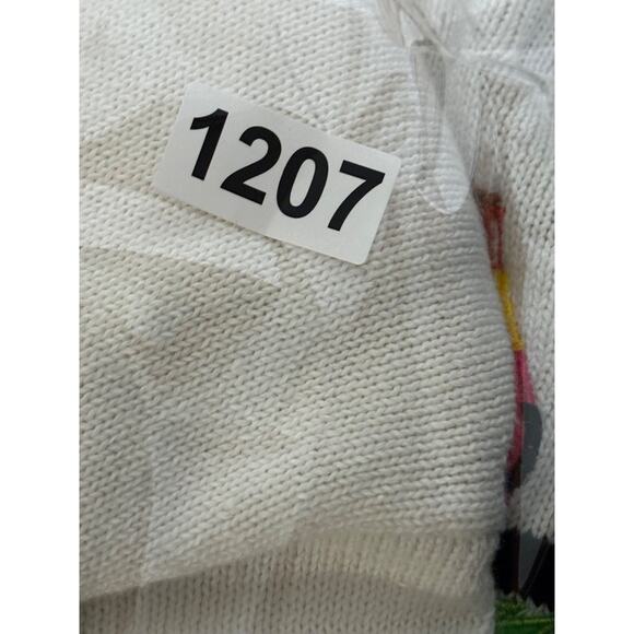 Terrazzo beaded embroidery parrot Bird Short Sleeve Button Sweater top Womens XL - Picture 11 of 11